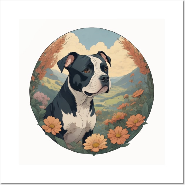 Black And White Pitbull Wall Art by Pet And Petal
